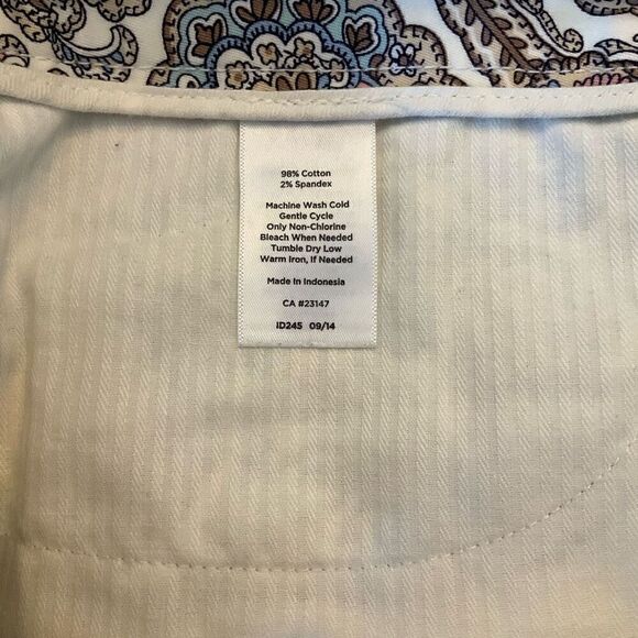 Talbots The Perfect Crop Beige Multi Paisley Cotton Stretch Pants, 6 - Picture 10 of 10